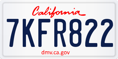 CA license plate 7KFR822