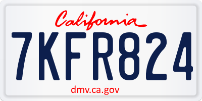 CA license plate 7KFR824