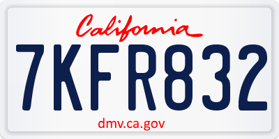 CA license plate 7KFR832
