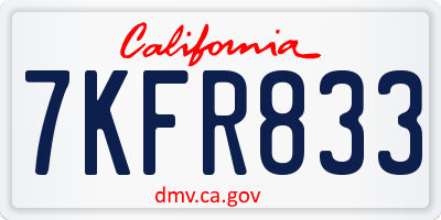 CA license plate 7KFR833