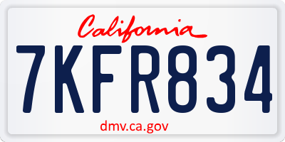 CA license plate 7KFR834