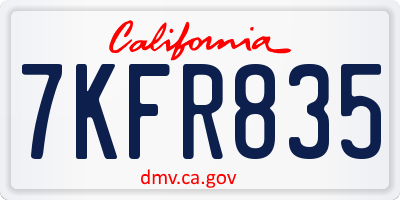 CA license plate 7KFR835