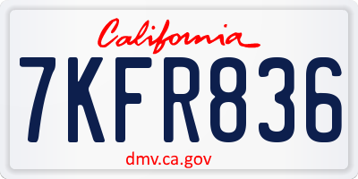 CA license plate 7KFR836