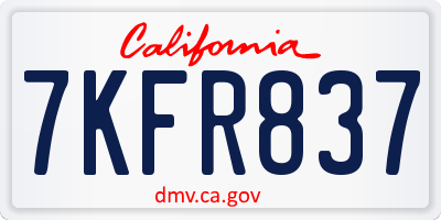 CA license plate 7KFR837