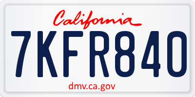 CA license plate 7KFR840