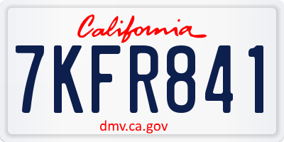 CA license plate 7KFR841