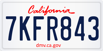 CA license plate 7KFR843