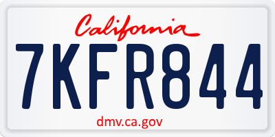 CA license plate 7KFR844
