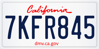 CA license plate 7KFR845
