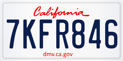 CA license plate 7KFR846