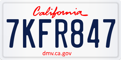 CA license plate 7KFR847