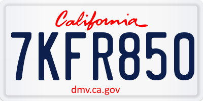 CA license plate 7KFR850