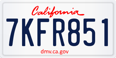 CA license plate 7KFR851