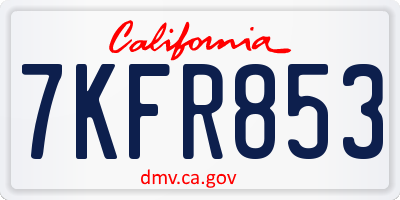 CA license plate 7KFR853