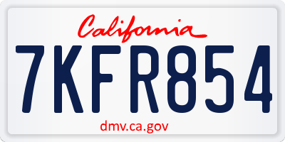 CA license plate 7KFR854
