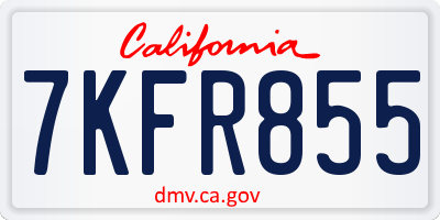 CA license plate 7KFR855