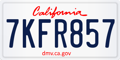 CA license plate 7KFR857