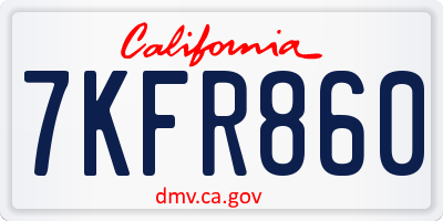 CA license plate 7KFR860