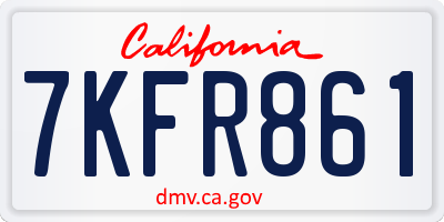 CA license plate 7KFR861