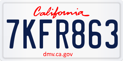 CA license plate 7KFR863