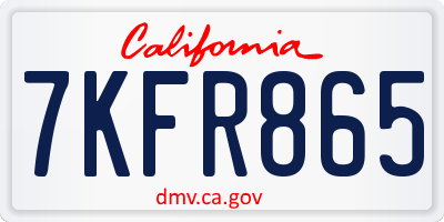 CA license plate 7KFR865