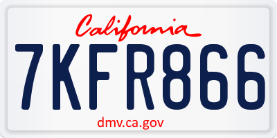 CA license plate 7KFR866