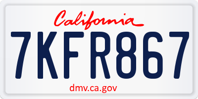 CA license plate 7KFR867