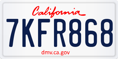 CA license plate 7KFR868