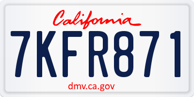 CA license plate 7KFR871