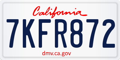 CA license plate 7KFR872