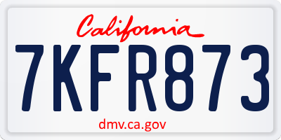 CA license plate 7KFR873