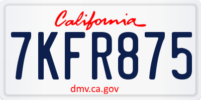 CA license plate 7KFR875