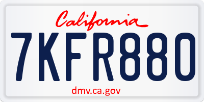 CA license plate 7KFR880