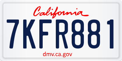 CA license plate 7KFR881