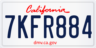 CA license plate 7KFR884