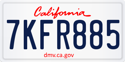 CA license plate 7KFR885