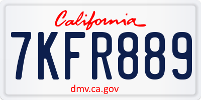 CA license plate 7KFR889