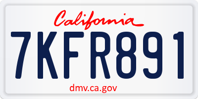 CA license plate 7KFR891