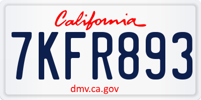 CA license plate 7KFR893