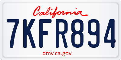 CA license plate 7KFR894