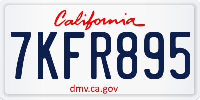 CA license plate 7KFR895