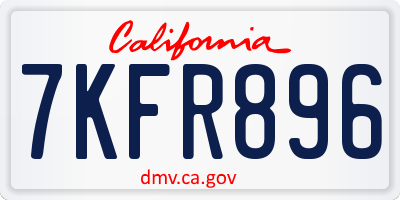 CA license plate 7KFR896
