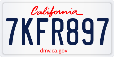 CA license plate 7KFR897