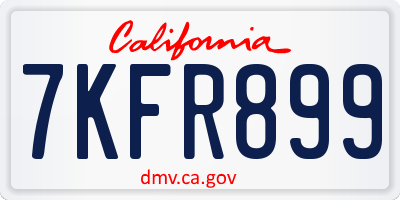 CA license plate 7KFR899