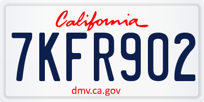 CA license plate 7KFR902