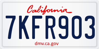CA license plate 7KFR903