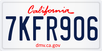 CA license plate 7KFR906