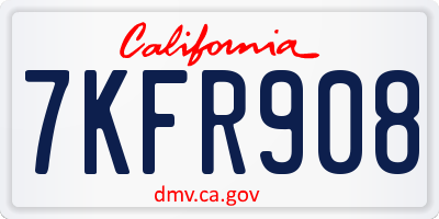 CA license plate 7KFR908