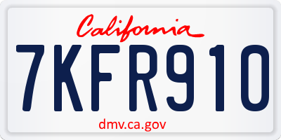 CA license plate 7KFR910