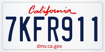CA license plate 7KFR911